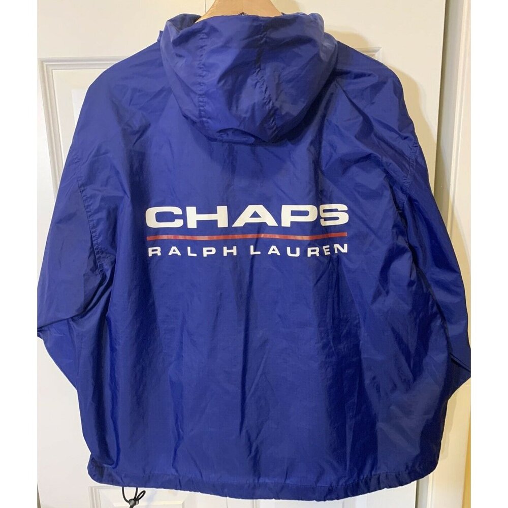 Vintage Chaps Ralph Lauren Jacket Big Logo 90s Colorblock Windbreaker Blue Sz S